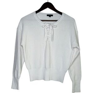 Elegant White Lace-Up Women's Sweater
